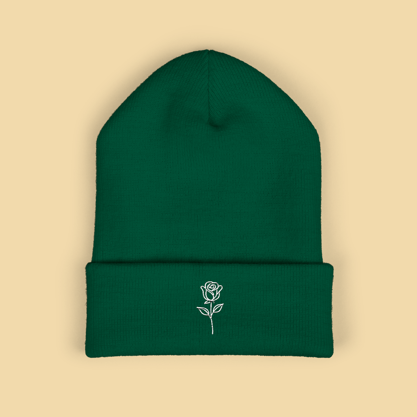 Simple Rose Embroidered Beanie