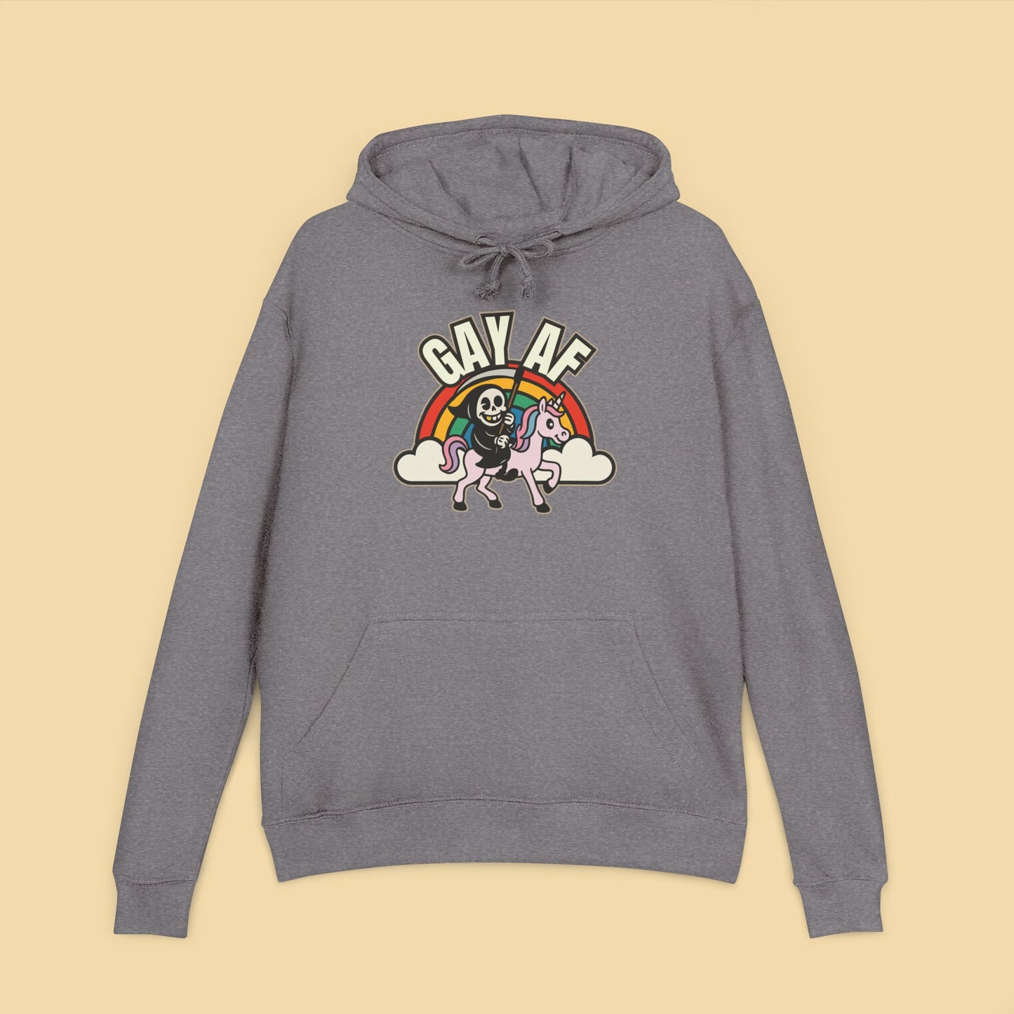 Gay AF Grim Reaper Unicorn Rainbow Hoodie