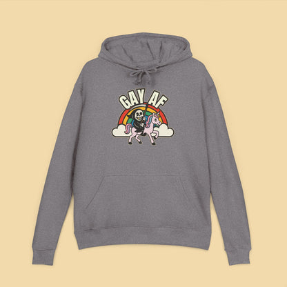 Gay AF Grim Reaper Unicorn Rainbow Hoodie
