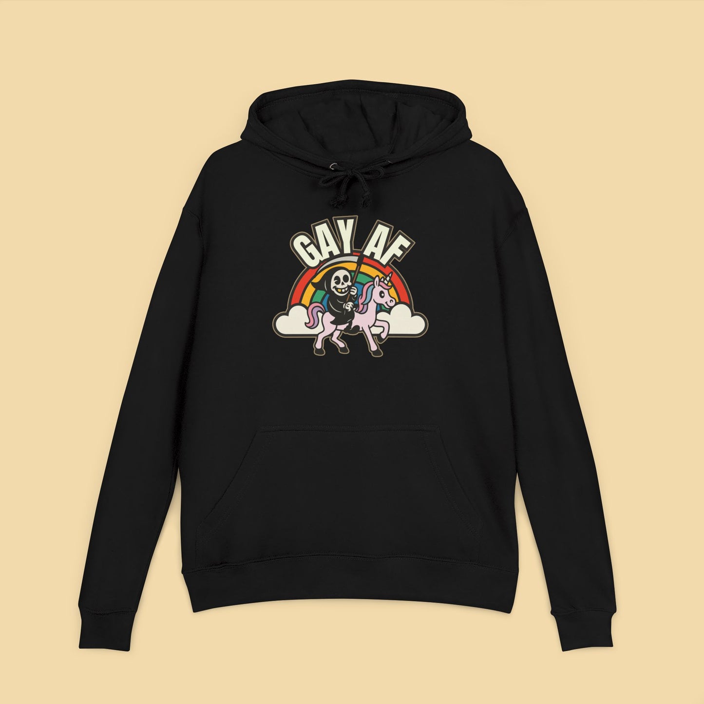 Gay AF Grim Reaper Unicorn Rainbow Hoodie