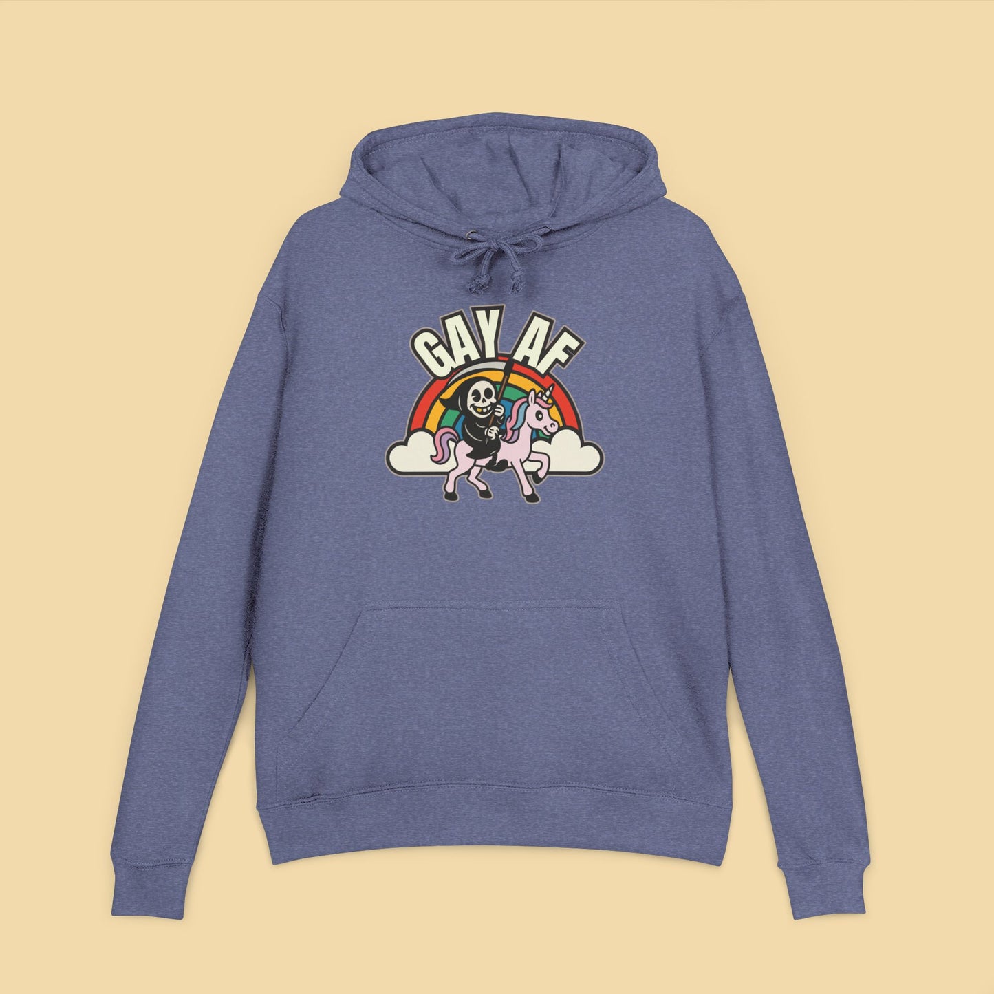 Gay AF Grim Reaper Unicorn Rainbow Hoodie