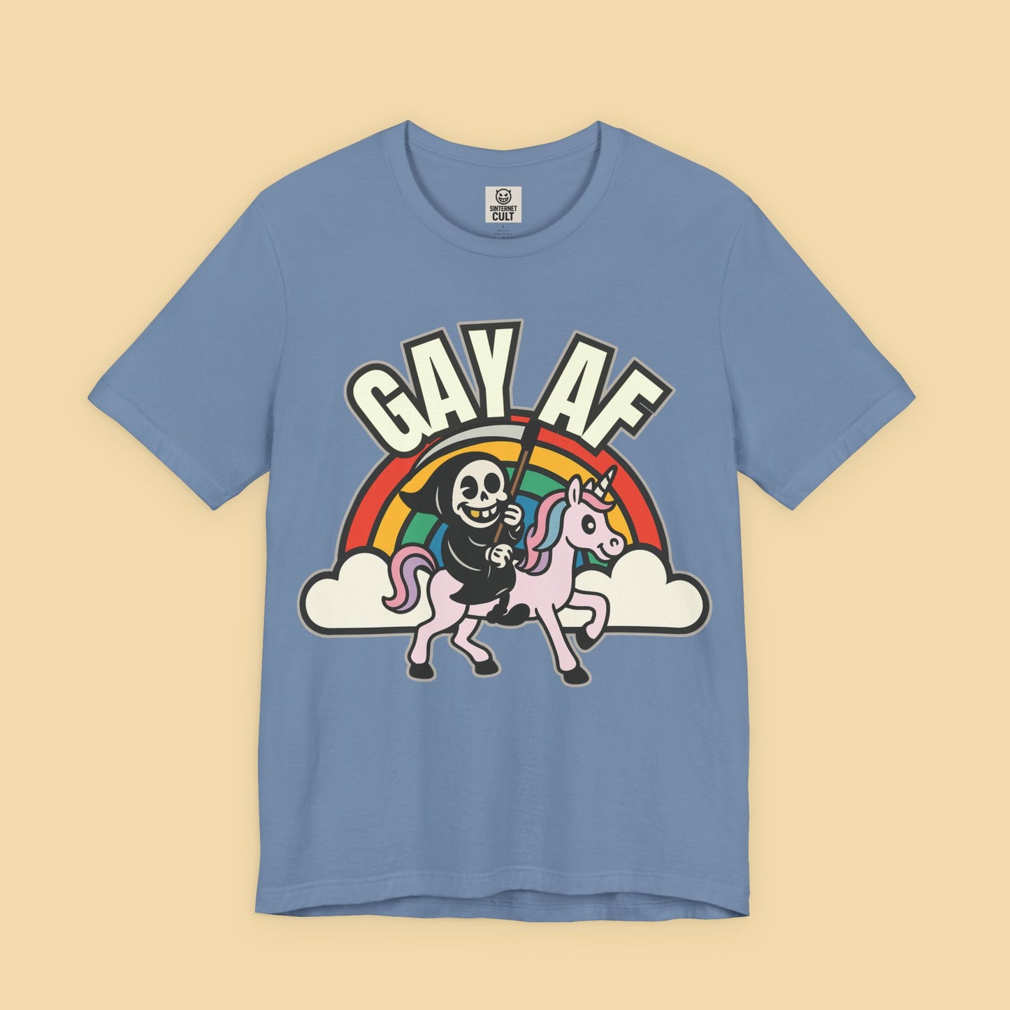 Gay AF Grim Reaper Unicorn Rainbow Shirt