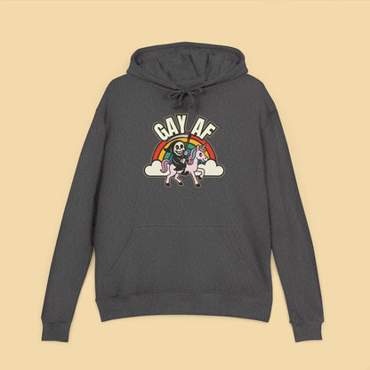 Gay AF Grim Reaper Unicorn Rainbow Hoodie