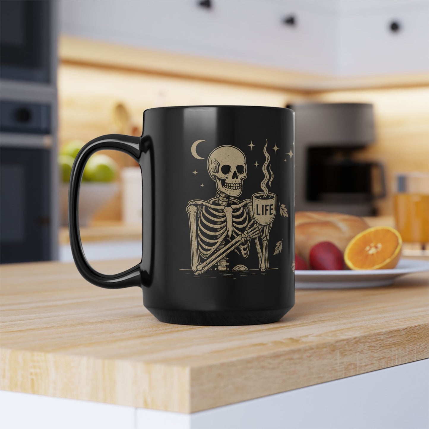 Caffeine is Life Skeleton, and Grounds for Concern Full Wrap Mug