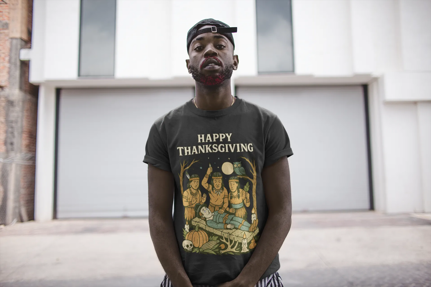 Dark Happy Thanksgiving Sacrificial Pilgrim Shirt