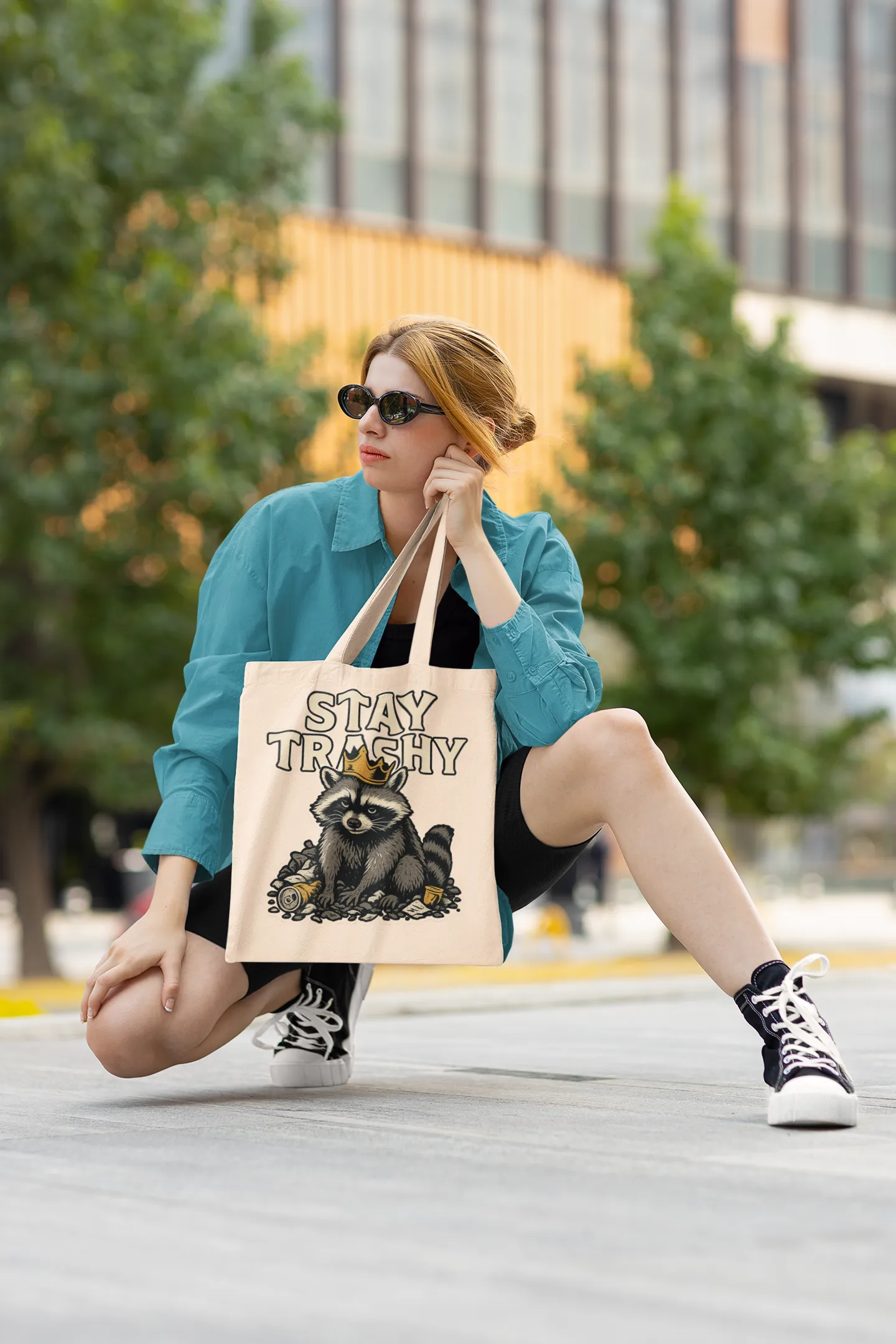 Raccoon King on a Throne of Trash Double Sided Tote Bag