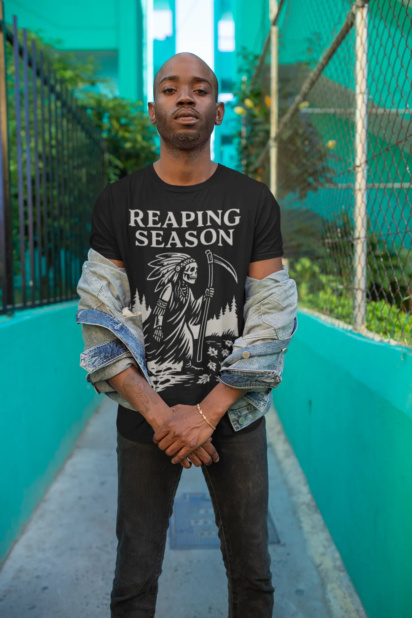 Reaping Season Native American Reaper Skeleton Fall Shirt