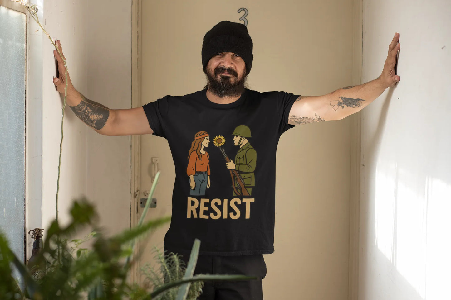 Resist Hippie and National Guard Sunflower Protest Shirt