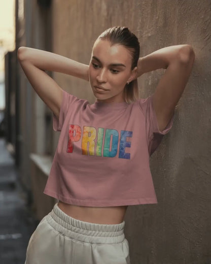 PRIDE Rainbow LGBTQ+ Block Letter Crop Top