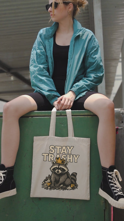 Raccoon King on a Throne of Trash Double Sided Tote Bag